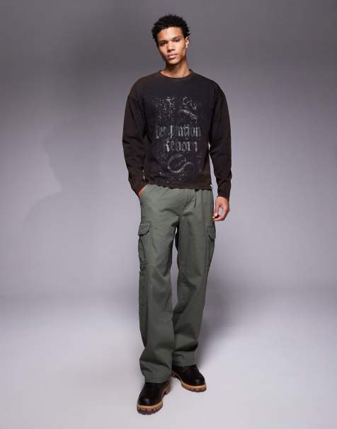 Jean Skinny Homme ASOS "Liquor N Poker" - Broderie Rose Love, Déchirures Aux Genoux, Taille 34/32