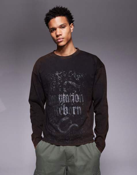 Liquor N Poker – Relaxed-Fit-T-Shirt in brauner Acid-Waschung mit Schlangenprint - view 1