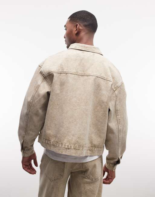 Liquor N Poker relaxed zip up denim jacket co-ord in beige, 2 of 5