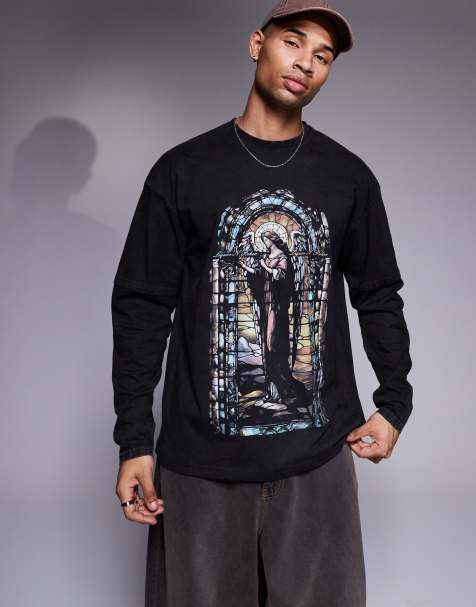 Liquor N Poker renaissance graphic long sleeve t-shirt in grey