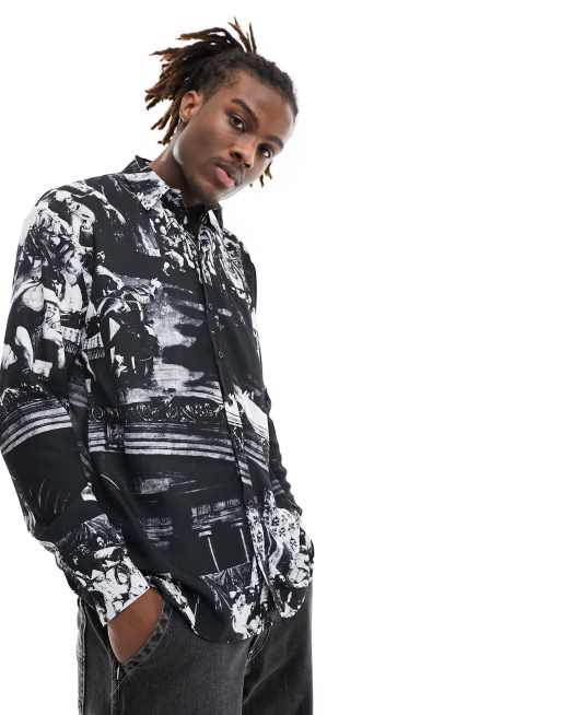 Liquor N Poker renaissance long sleeve shirt in black | ASOS