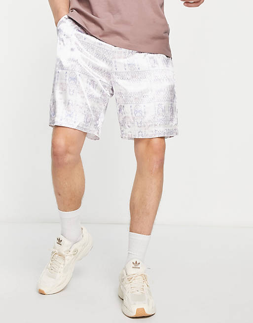 Liquor N Poker retro shorts in white with pattern print (part of a set)