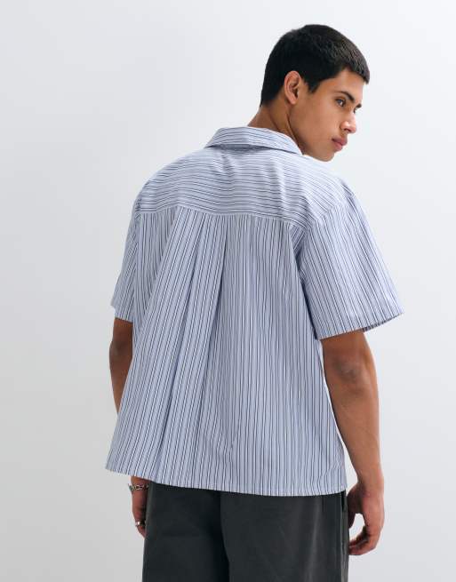 Liquor N Poker revere collar stripe shirt in blue, 2 of 5