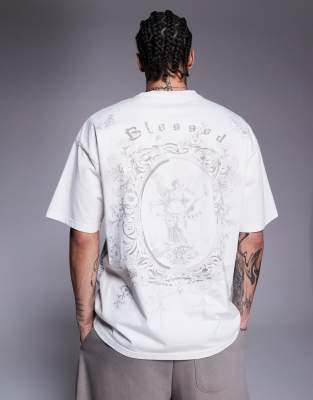 royal emblem back print relaxed t-shirt in off white