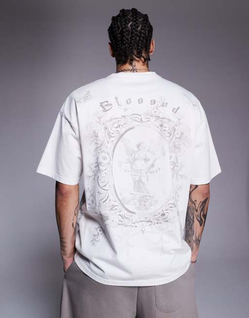Liquor N Poker - Royal Emblem - Råhvid afslappet T-shirt med print på ryggen - Del af sæt
