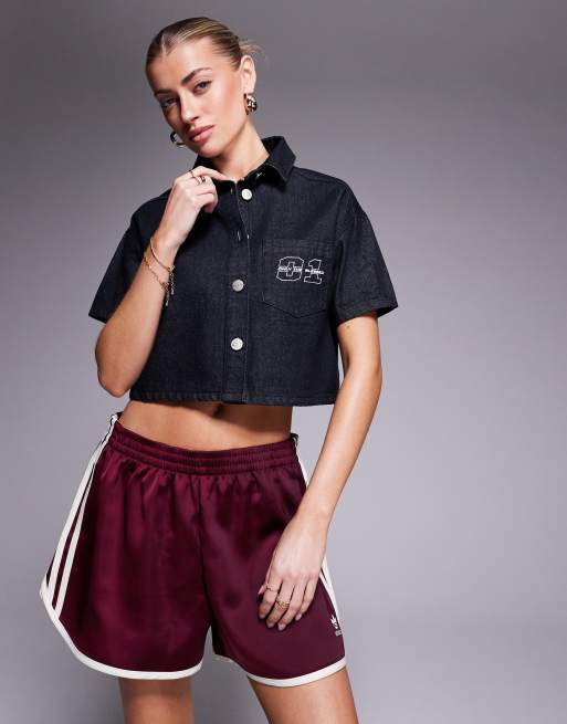 Liquor N Poker - Ruimvallend varsity overhemd in onbewerkt denim