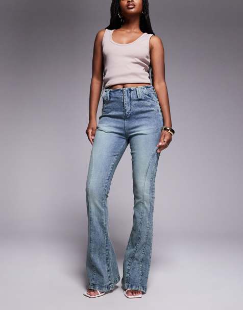 Liquor N Poker – Schlagjeans in blauer Vintage-Waschung mit Ziernaht und mittelhohem Bund - view 1