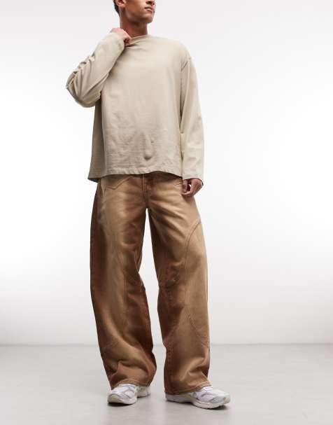 Liquor N Poker seam detail baggy jeans in brown tonal wash - view 1