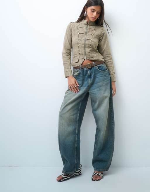 Liquor N Poker shrunken drummer style jacket in khaki wash, 2 of 4