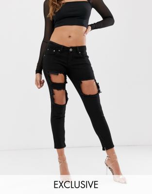 extreme distressed skinny jeans