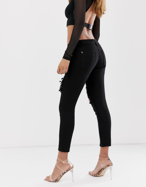 Liquor N Poker skinny jeans with extreme distressing ripped knees, 2 of 4