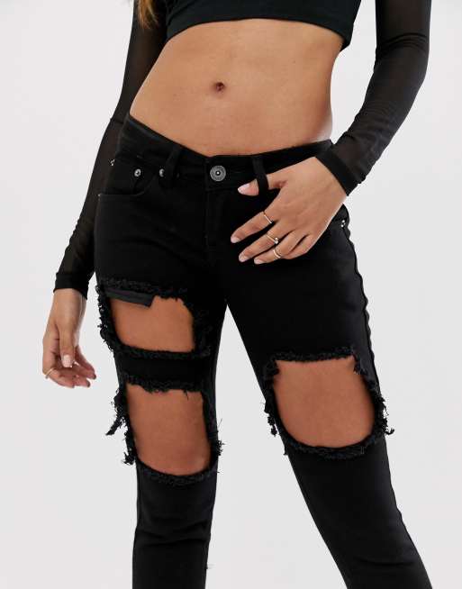 Liquor N Poker skinny jeans with extreme distressing ripped knees, 3 of 4