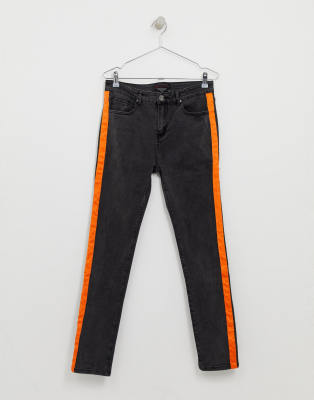 black and orange jeans