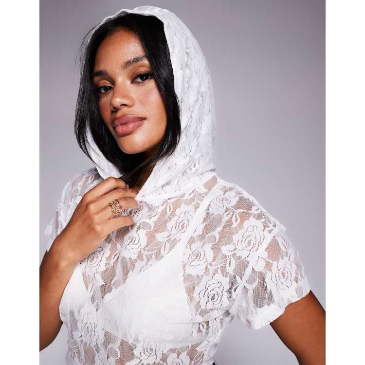 【ELCHELE】LACE HOODIE TOP SPIDER LACE HOODIE TOP - JAESHIN | 60% - Asian Fashion Online Store