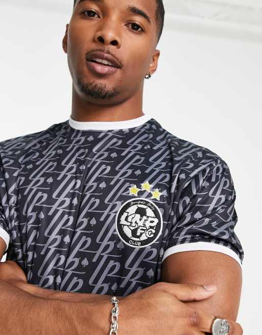 Liquor N Poker - Sort jerseytop med jacquard-print