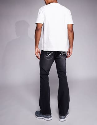 Liquor N Poker Stacked Slim Flare Denim Jeans