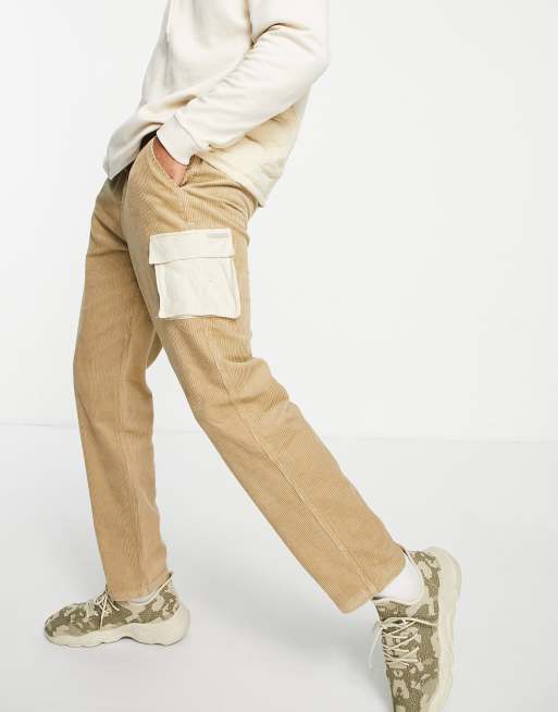Liquor N Poker straight leg cord pants in cream
