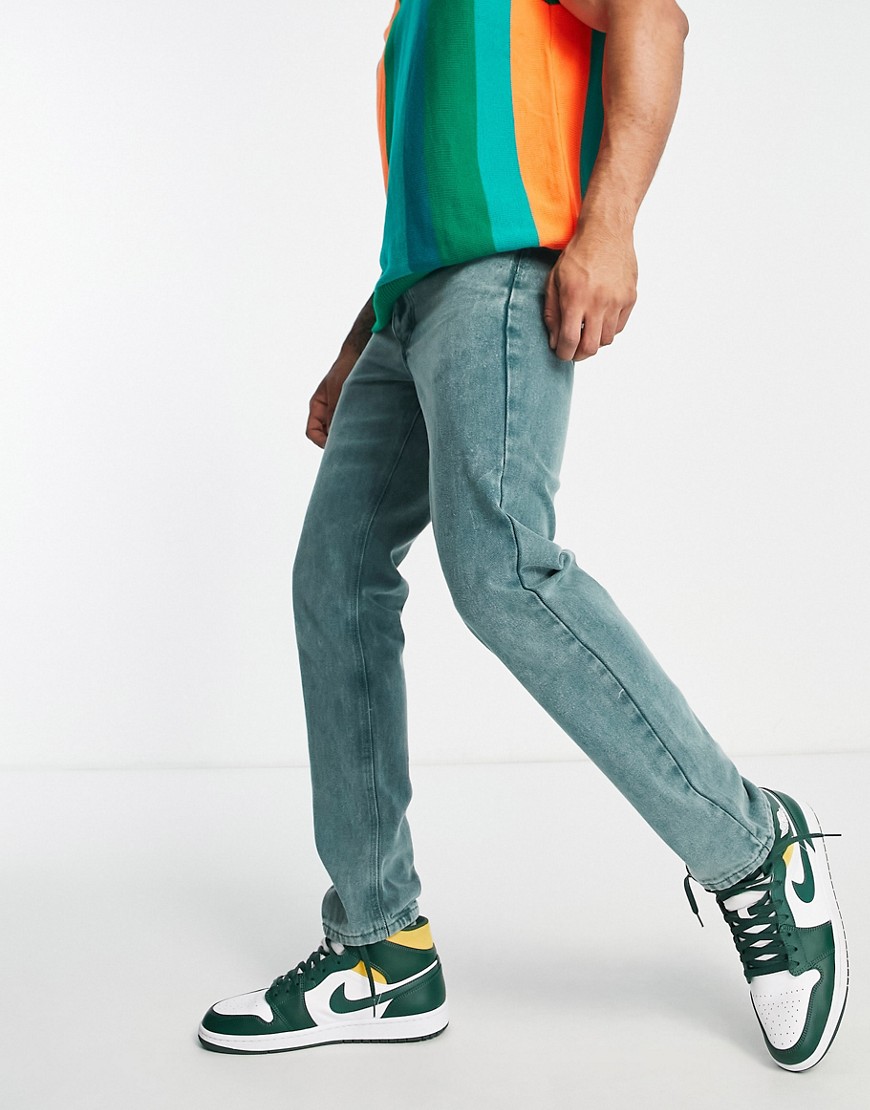 Liquor N Poker Straight Leg Jeans In Washed Green Denim - Part Of A Set