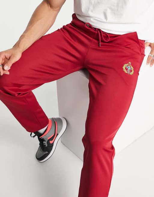 Liquor N Poker straight leg sweatpants in burgundy with golf club