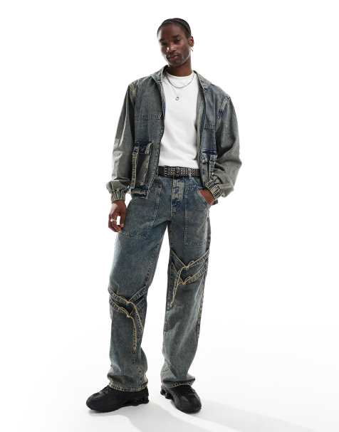 Liquor N Poker – Strukturierte Jeans in Stone-Waschung mit gestauchtem Saum, Kombiteil - view 1