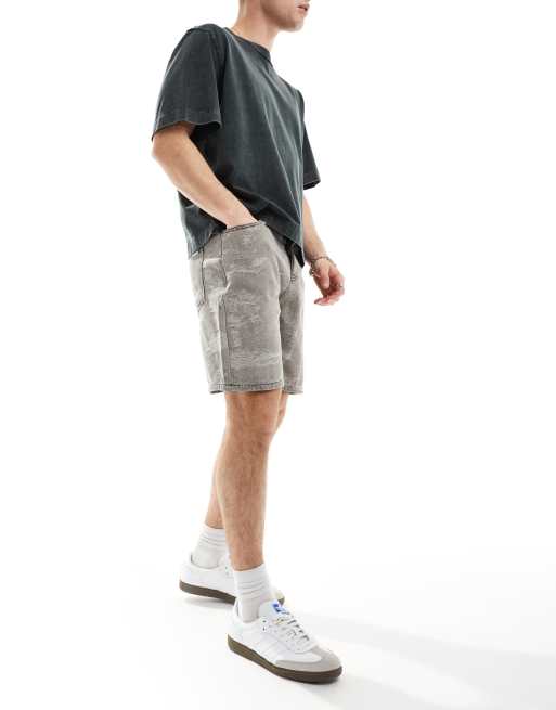 Liquor N Poker – Strukturierte Oversize-Shorts in verwaschenem Schwarz