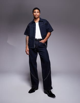 stud jeans in indigo - part of a set-Navy