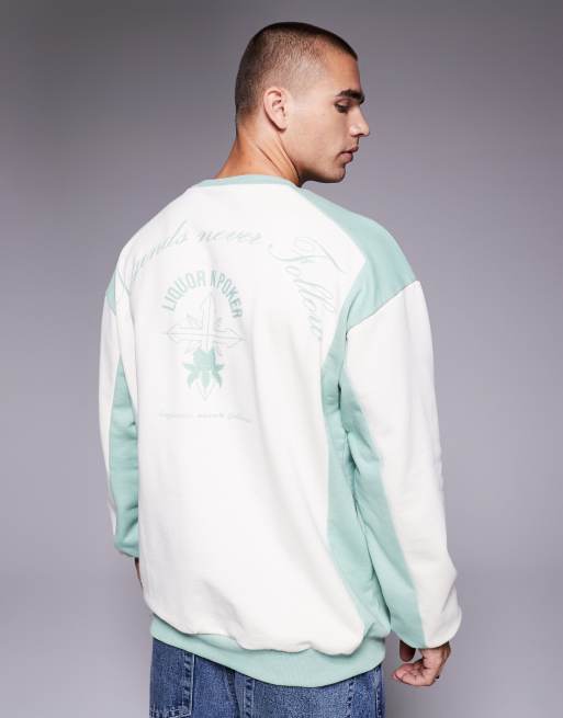 Liquor N Poker - Sweatshirt van 400gsm stof met gothic tekstlogo in wit, 3 van 5