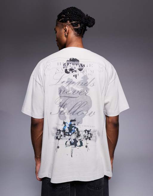 Liquor N Poker – T-shirt o luźnym kroju w spranym szarym kolorze z grafiką z napisem Distorted Love