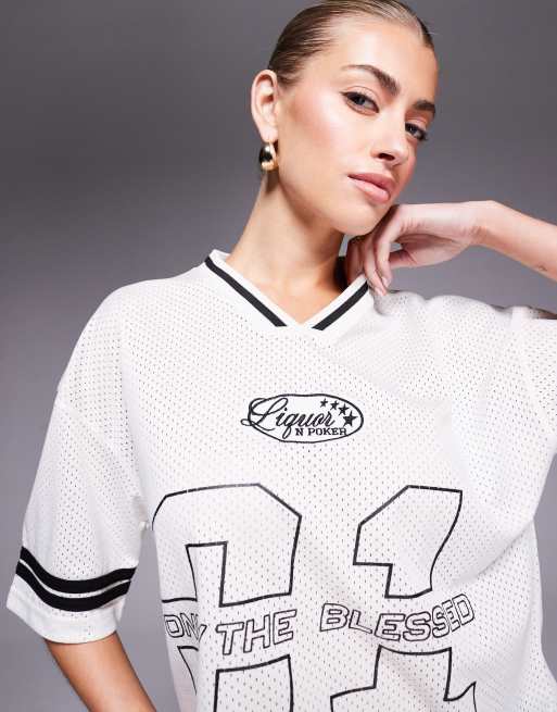 Liquor N Poker - T-shirt oversize style université - Blanc cassé, 4 de 4