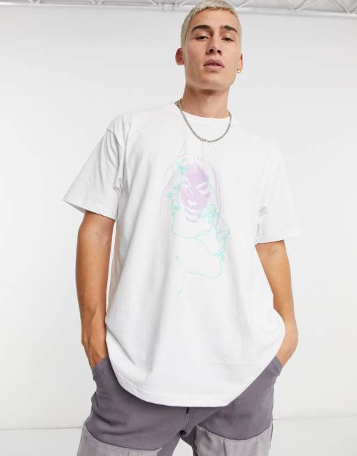 Liquor N Poker T-shirt with line drawing in white | ASOS