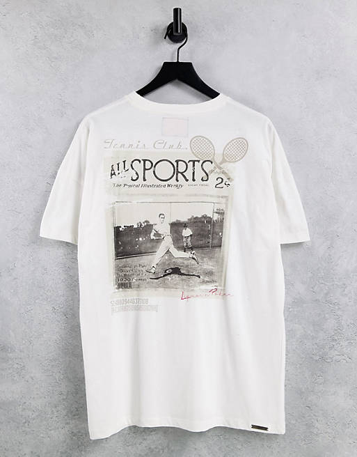 Liquor N Poker Tennis Club print t-shirt in off white