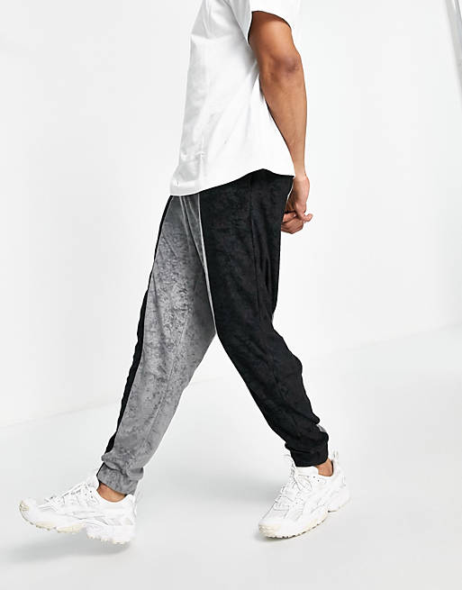 Liquor N Poker towelling joggers in black and grey