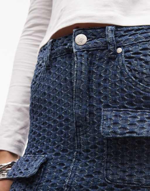 Liquor N Poker utility denim mini skirt in bubble denim, 5 of 5
