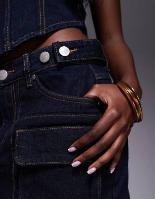 Liquor N Poker Utility Denim Mini Skirt In Blue
