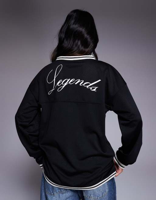 Liquor N Poker varsity long sleeve t-shirt with Rebel 13 logo in black