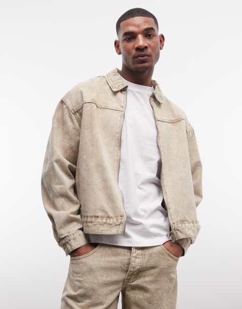 Liquor N Poker - Veste en jean d'ensemble décontractée à fermeture éclair - Beige - view 1