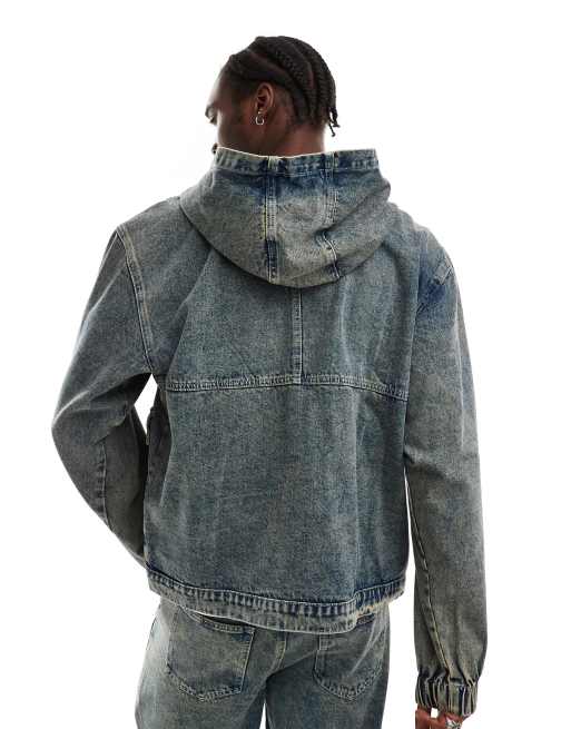 Liquor N Poker - Veste en jean d'ensemble texturée délavée, 4 de 4