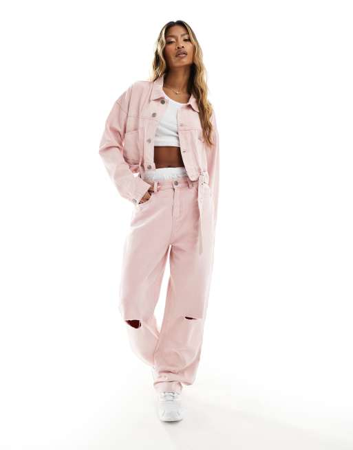 Liquor N Poker - Veste en jean oversize - Rose délavé, 4 de 4