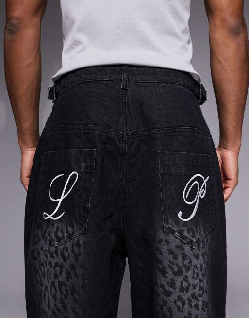 Liquor N Poker viper baggy jeans in black snake print | ASOS
