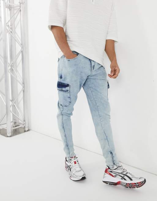 Liquor N Poker – Weiche Denim-Jogginghose in Hellblau