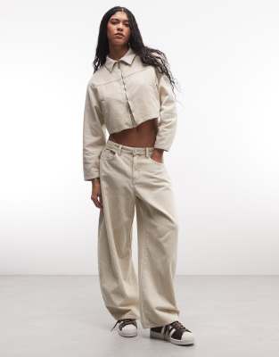 Weite Cord-Jeans in Acid-Waschung mit Hufeisen-Passform, Kombiteil-Blau Blau 34