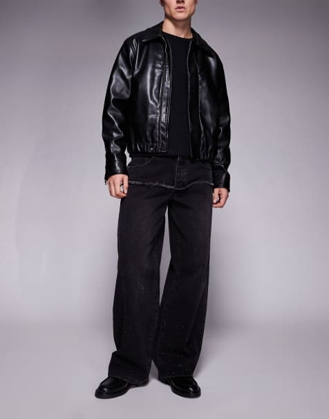 Liquor N Poker – Weite, verzierte Jeans in Schwarz - view 1