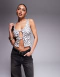 [Liquor N Poker] Liquor N Poker zebra cut out singlet top in multi L MULTI