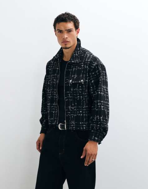 Liquor N Poker zip through check shirt in black - view 1
