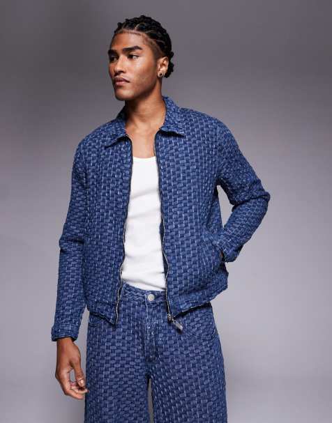Liquor N Poker zip through denim jacket in bubble blue (part of a set) - view 1