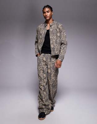 Liquor N Poker Zip Up Harrington Jacket In Multi