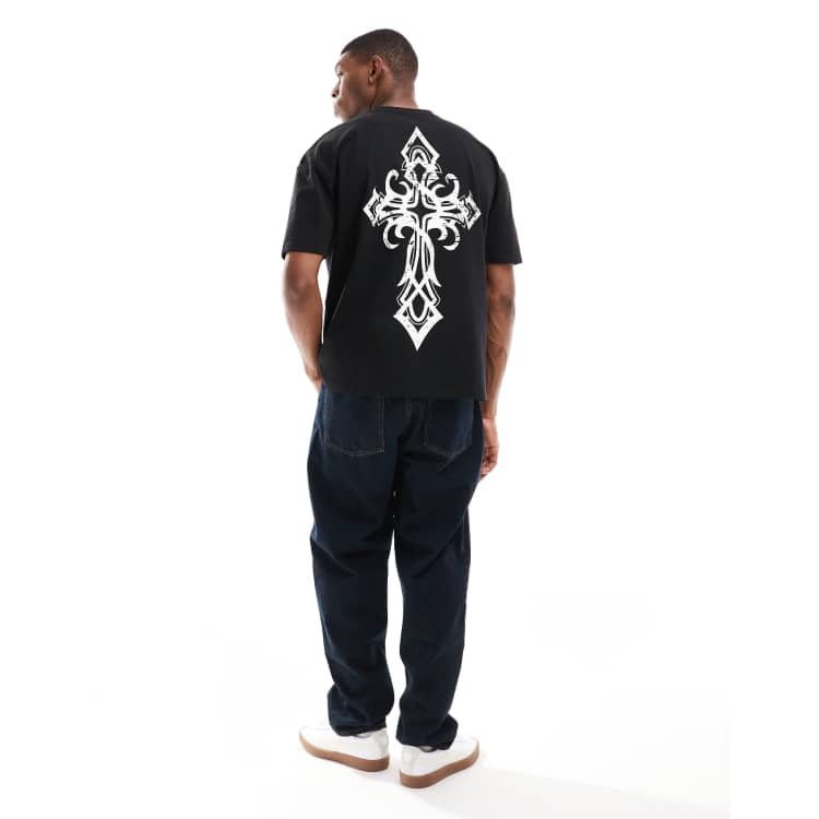 Liquor & Poker oversized t-shirt with cross front and back print