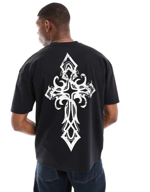 Liquor & Poker oversized t-shirt with cross front and back print