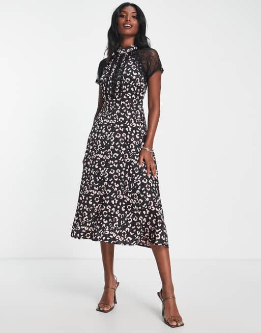 Leopard print dress shop black and white