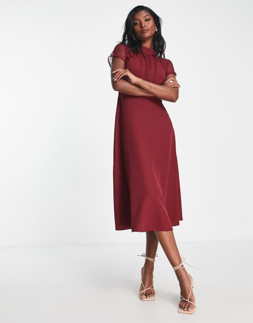 Asos burgundy lace outlet dress